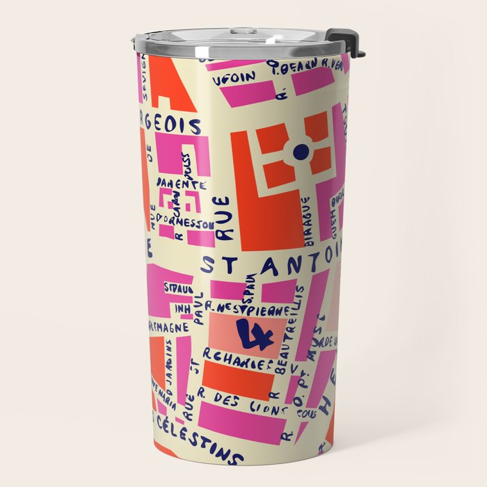 paris map pink Travel Mug Gallery Image 2