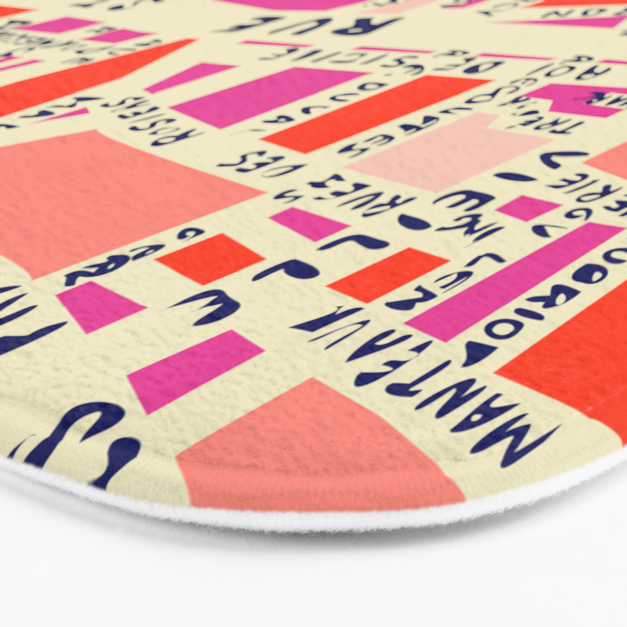 paris map pink Bath Mat Gallery Image 3