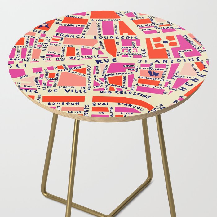 paris map pink Side Table Gallery Image 2