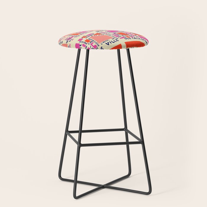 paris map pink Stool Gallery Image 1