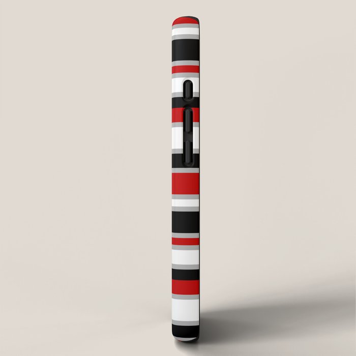 Modern Horizontal Stripes // Red, Gray, Black and White iPhone Case Gallery Image 2