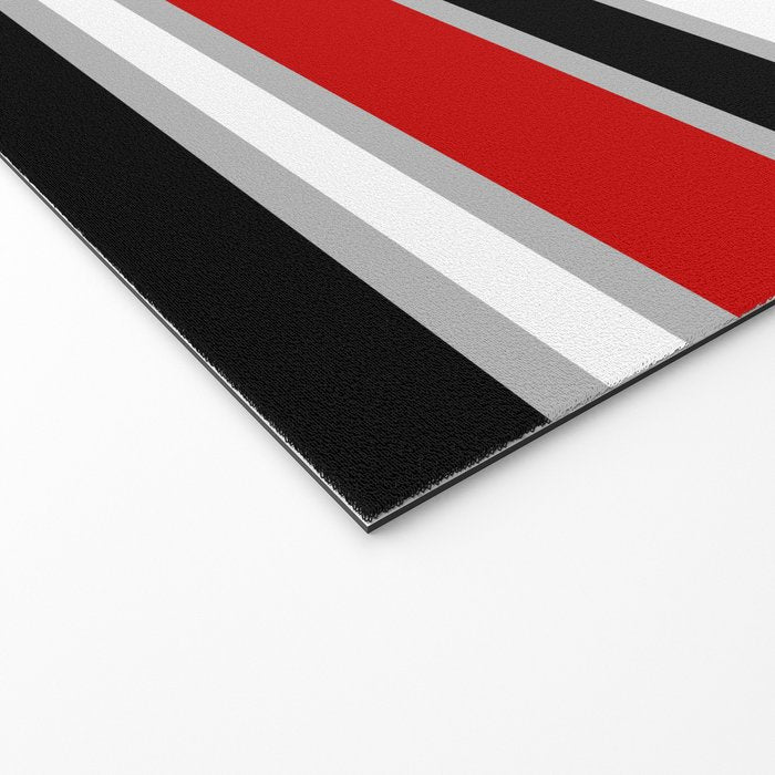 Modern Horizontal Stripes // Red, Gray, Black and White Welcome Mat Gallery Image 2