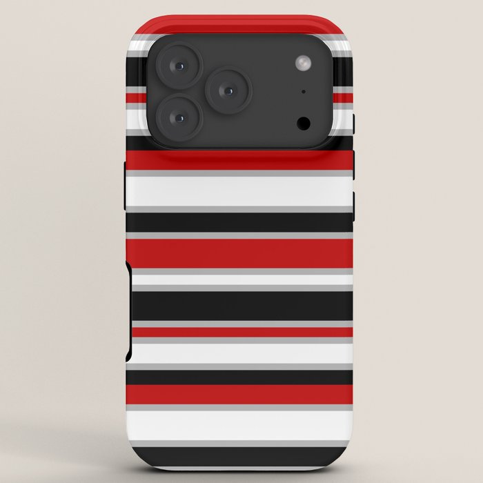 Modern Horizontal Stripes // Red, Gray, Black and White iPhone Case Gallery Image 7