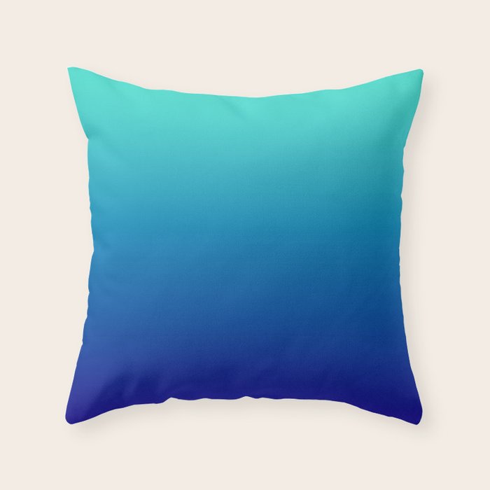 Turquoise Ultramarine Blue Gradient Throw Pillow Gallery Image 6