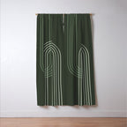 Geometric Lines Rainbow Abstract 5 in Forest Sage Green Window Curtain Gallery Image 3