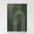Geometric Lines Rainbow Abstract 5 in Forest Sage Green Stationery Card Gallery Image 2