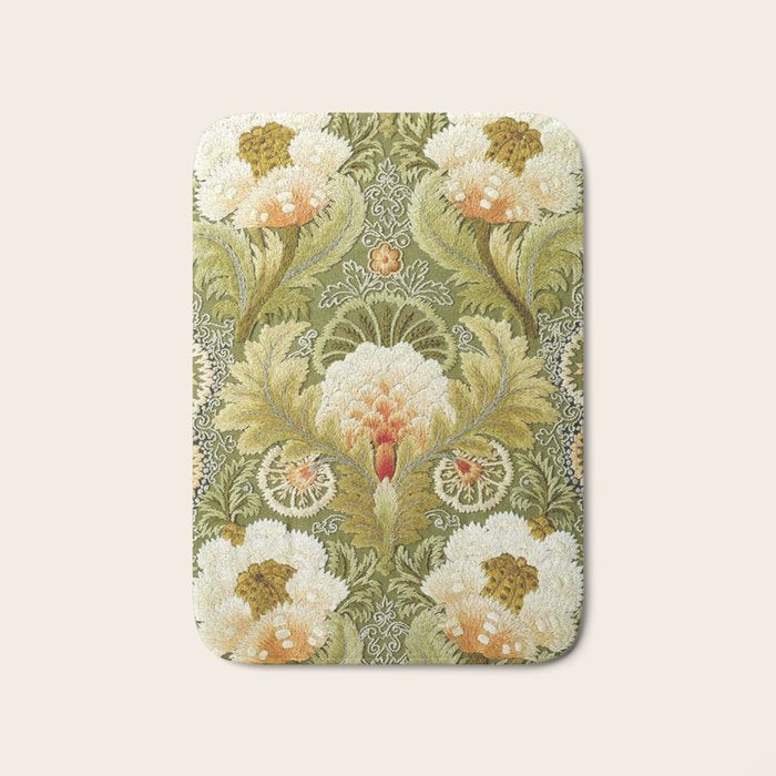 William Morris Vintage Silk Embroidery Floral  Bath Mat Gallery Image 1