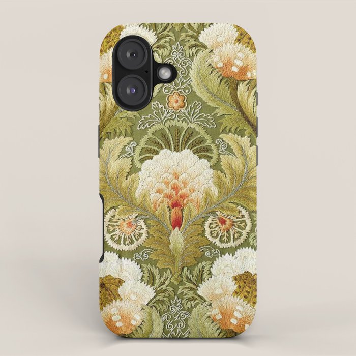 William Morris Vintage Silk Embroidery Floral  iPhone Case Gallery Image 1