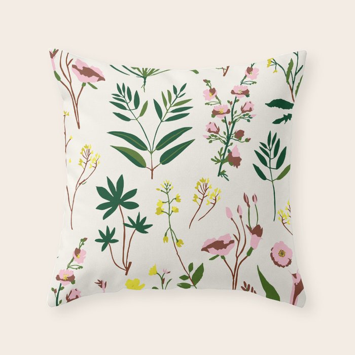 WILDFLOWER STUDY Throw Pillow Gallery Image 1
