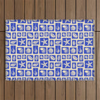 Vintage marine seashell mosaic art pattern Outdoor Rug Gallery Image 1