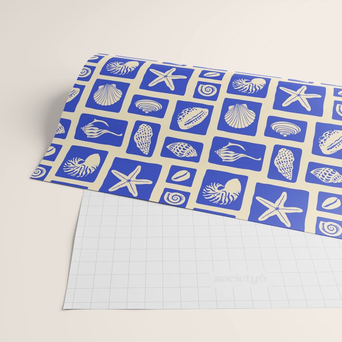 Vintage marine seashell mosaic art pattern Wrapping Paper Gallery Image 2