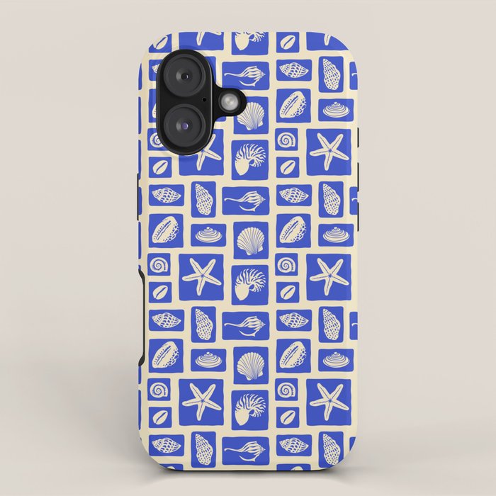 Vintage marine seashell mosaic art pattern iPhone Case Gallery Image 1