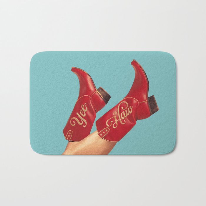 These Boots - Yee haw Cherry Red n Blue Bath Mat Gallery Image 1