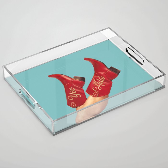 These Boots - Yee haw Cherry Red n Blue Acrylic Tray Gallery Image 1