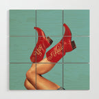 These Boots - Yee haw Cherry Red n Blue Wood Wall Art Gallery Image 1