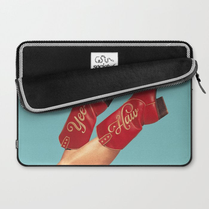 These Boots - Yee haw Cherry Red n Blue Laptop Sleeve Gallery Image 2