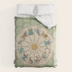 Vintage Astrology Zodiac Wheel Green Comforter Gallery Image 6
