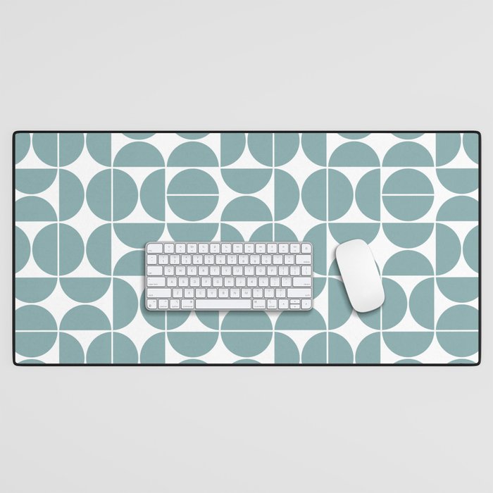 Mid Century Modern Geometric 04 Glass Blue Desk Mat Gallery Image 1