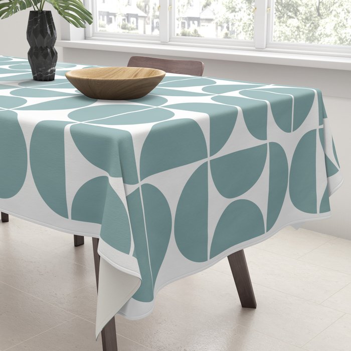 Mid Century Modern Geometric 04 Glass Blue Tablecloth Gallery Image 3