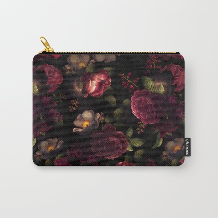 Midnight Vintage Shiny Botanical Rose Garden Carry All Pouch Gallery Image 1