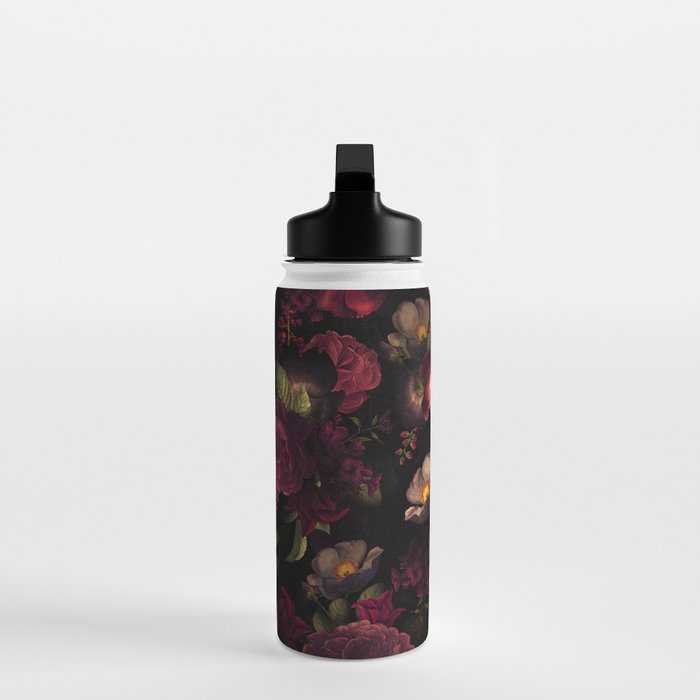 Midnight Vintage Shiny Botanical Rose Garden Water Bottle Gallery Image 3