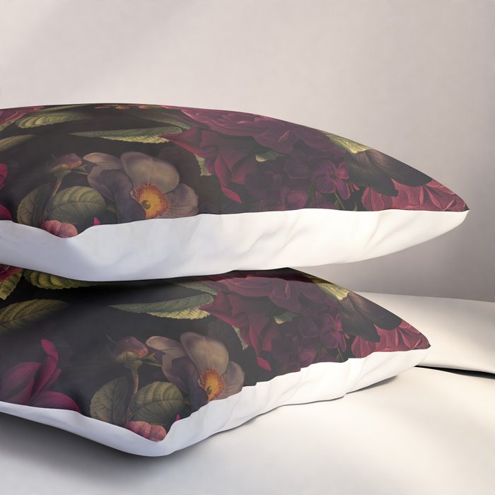 Midnight Vintage Shiny Botanical Rose Garden Pillow Sham Gallery Image 3
