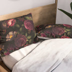 Midnight Vintage Shiny Botanical Rose Garden Pillow Sham Gallery Image 2