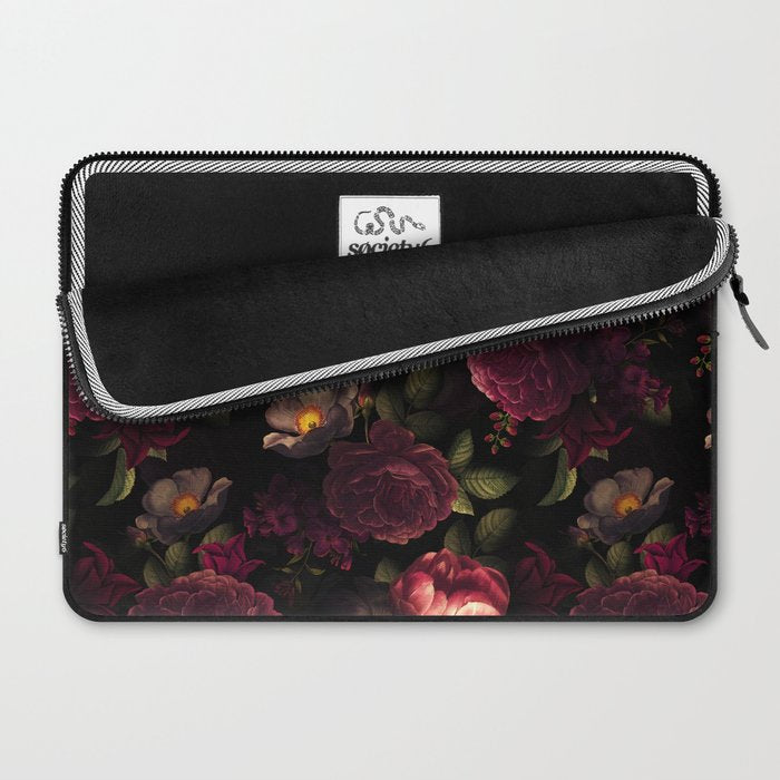 Midnight Vintage Shiny Botanical Rose Garden Laptop Sleeve Gallery Image 2