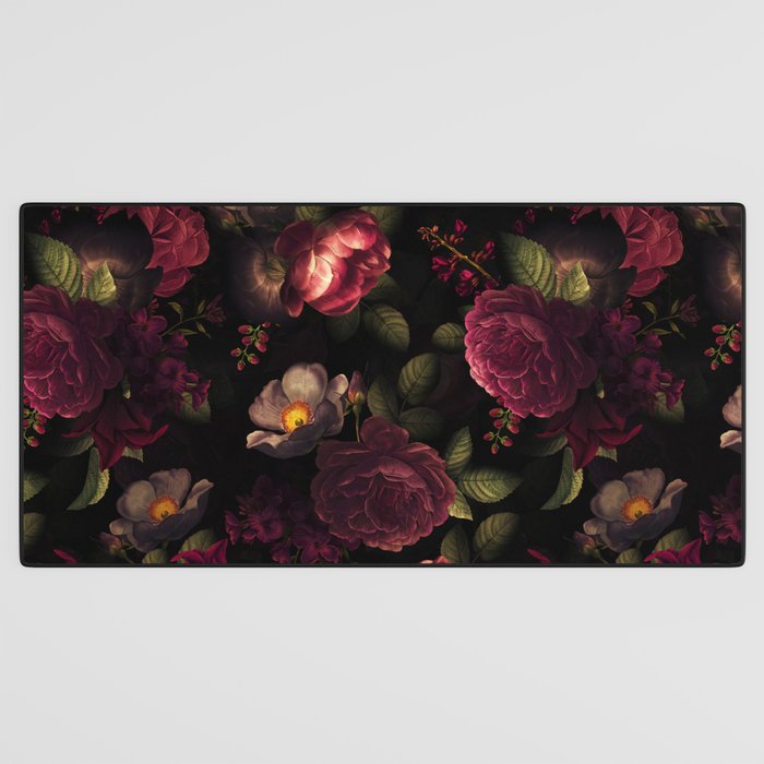 Midnight Vintage Shiny Botanical Rose Garden Desk Mat Gallery Image 3