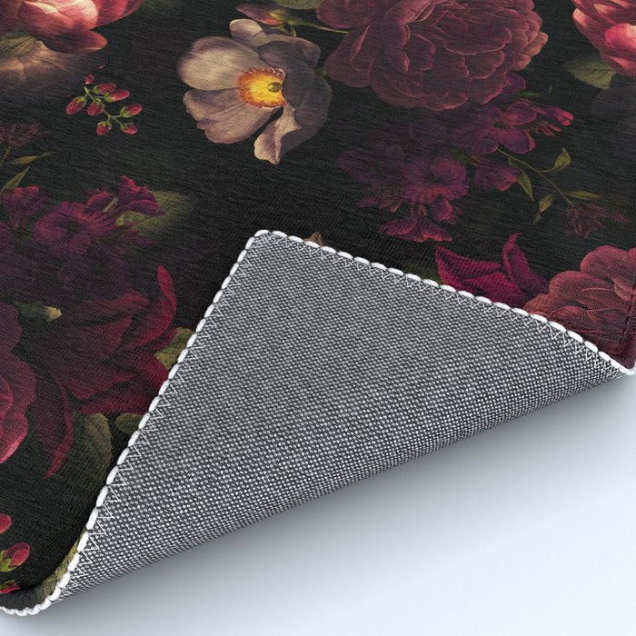 Midnight Vintage Shiny Botanical Rose Garden Rug Gallery Image 4