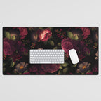 Midnight Vintage Shiny Botanical Rose Garden Desk Mat Gallery Image 1