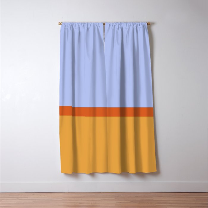 70s Summer Color Block Blue and Orange Window Curtain Gallery Image 3