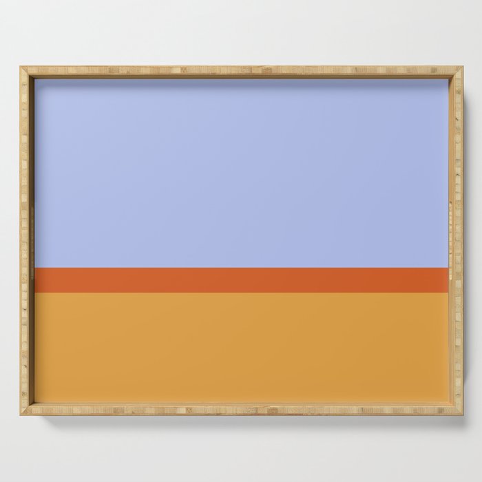 70s Summer Color Block Blue and Orange Serving Tray Gallery Image 1