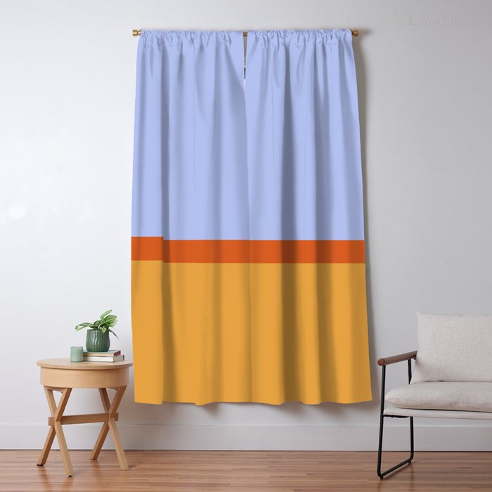 70s Summer Color Block Blue and Orange Window Curtain Gallery Image 5