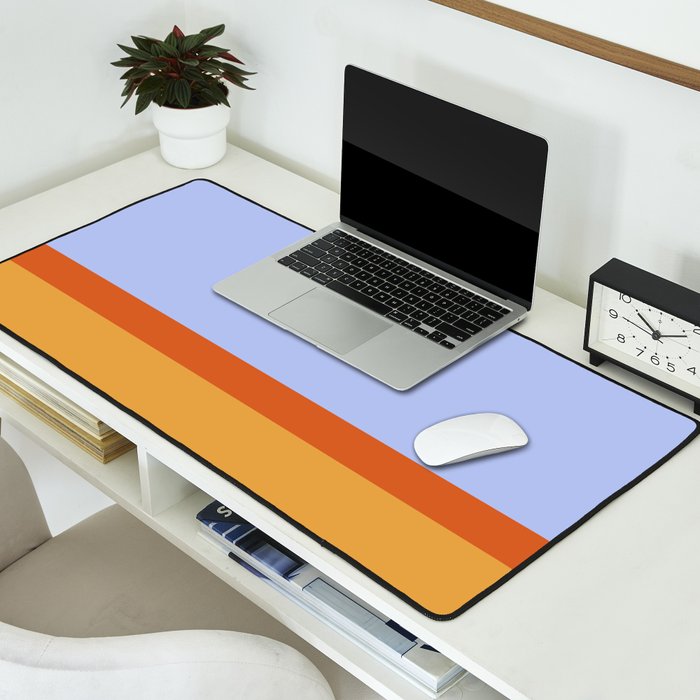 70s Summer Color Block Blue and Orange Desk Mat Gallery Image 2