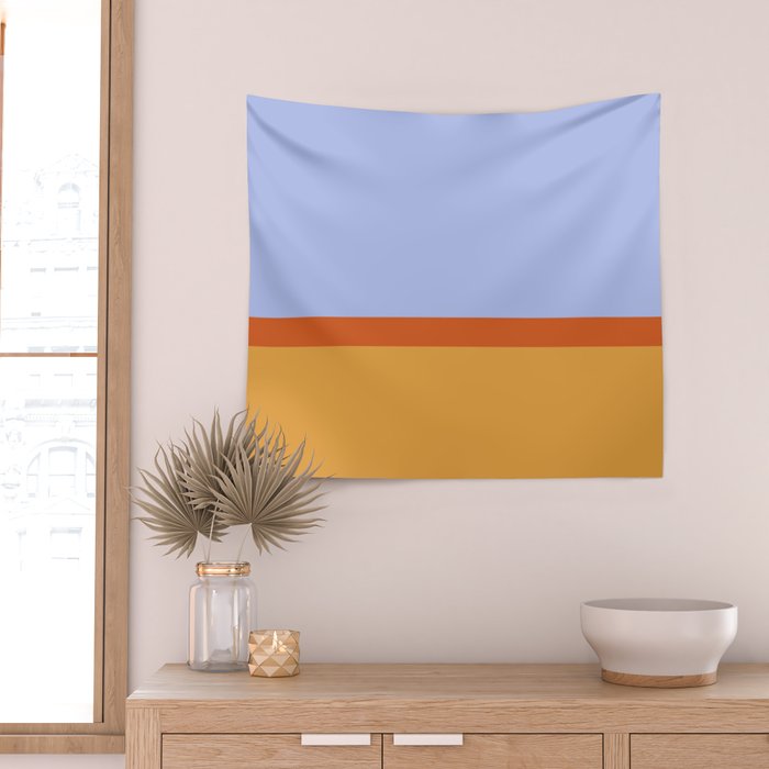 70s Summer Color Block Blue and Orange Wall Tapestry Gallery Image 2
