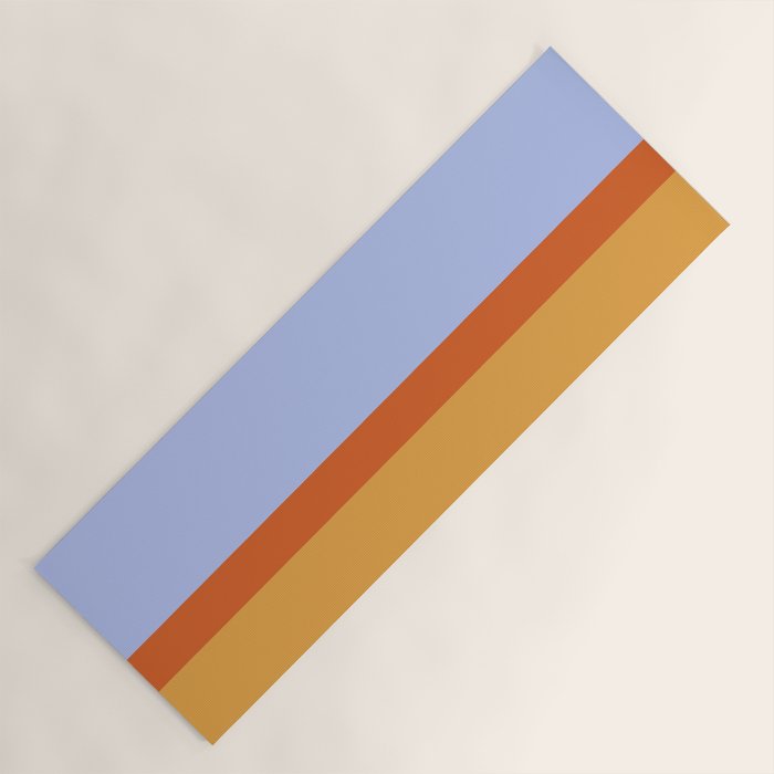 70s Summer Color Block Blue and Orange Yoga Mat Gallery Image 1