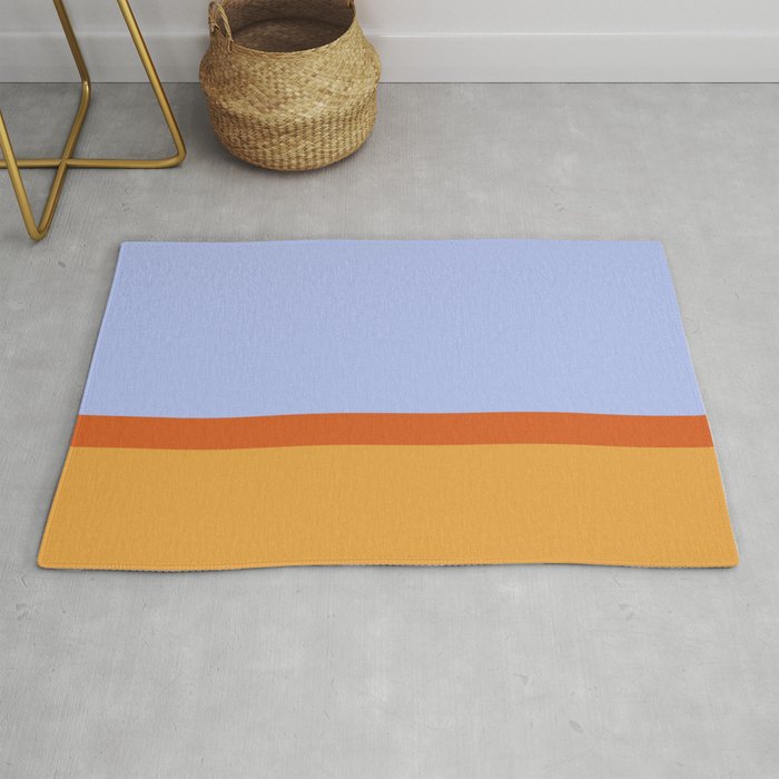 70s Summer Color Block Blue and Orange Rug Gallery Image 1