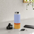 70s Summer Color Block Blue and Orange Water Bottle Gallery Image 4