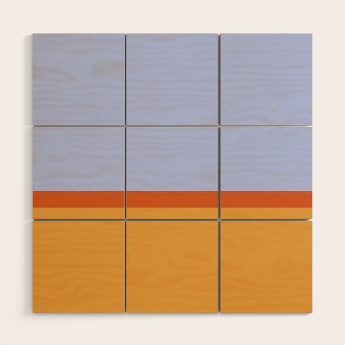 70s Summer Color Block Blue and Orange Wood Wall Art Gallery Image 1