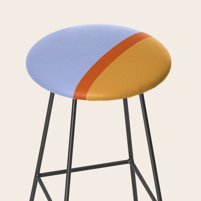 70s Summer Color Block Blue and Orange Stool Gallery Image 2