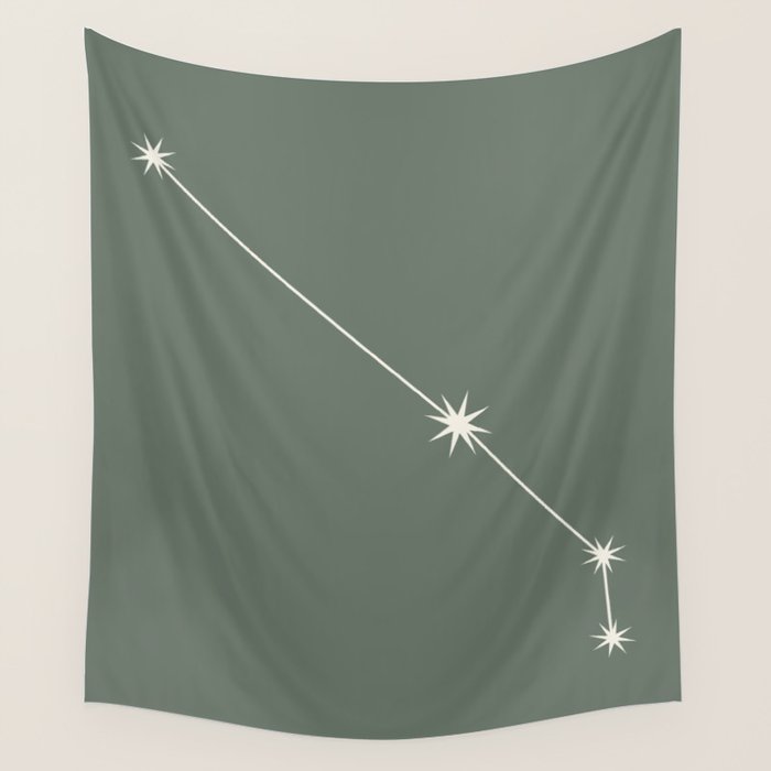 Aries Zodiac Star Constellation Line Art Sage Wall Tapestry Gallery Image 1