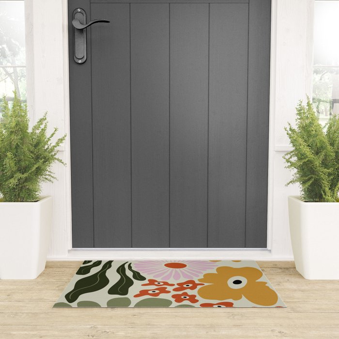 Vintage Floral Dreamscape Welcome Mat Gallery Image 3