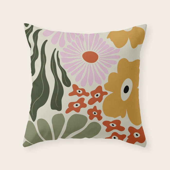 Vintage Floral Dreamscape Throw Pillow Gallery Image 6