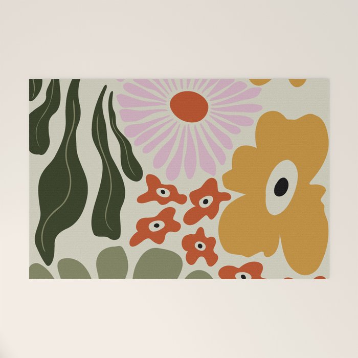 Vintage Floral Dreamscape Welcome Mat Gallery Image 1