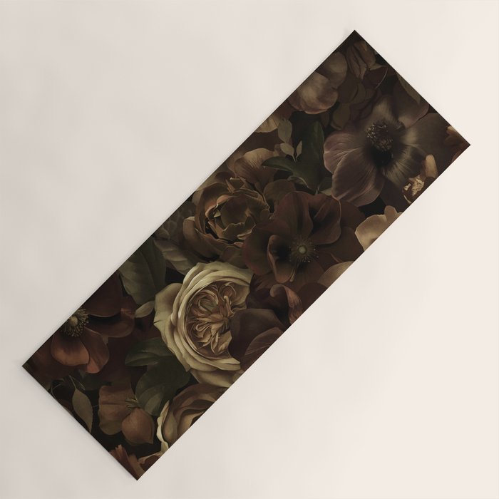 Moody Flower Garden Baroque Opulence Brown Yoga Mat Gallery Image 1