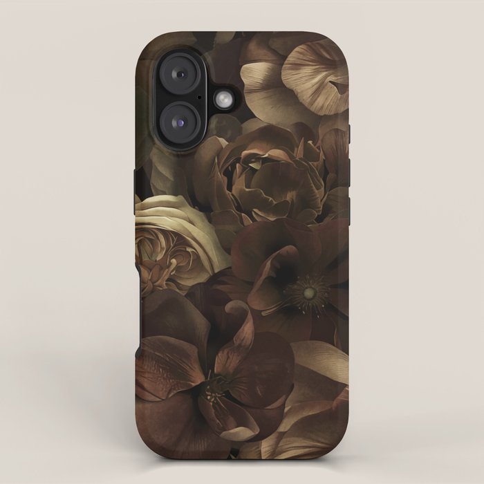Moody Flower Garden Baroque Opulence Brown iPhone Case Gallery Image 1