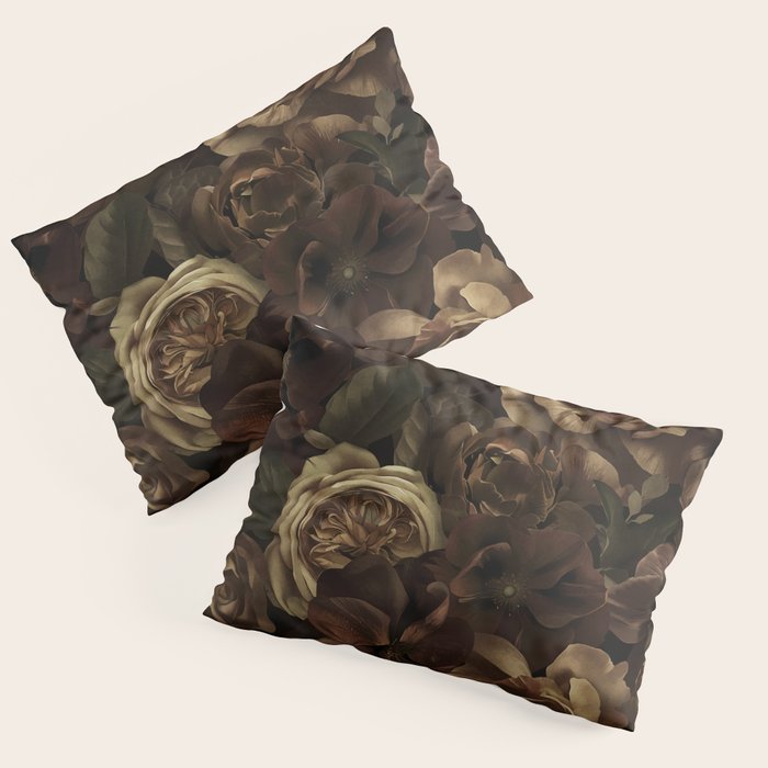 Moody Flower Garden Baroque Opulence Brown Pillow Sham Gallery Image 3