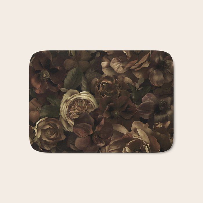 Moody Flower Garden Baroque Opulence Brown Bath Mat Gallery Image 1