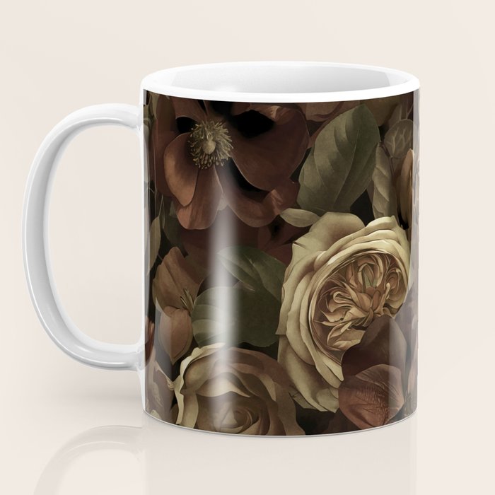 Moody Flower Garden Baroque Opulence Brown Coffee Mug Gallery Image 3